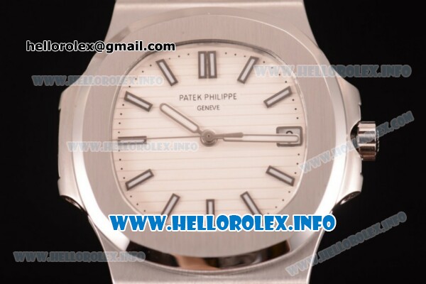Patek Philippe Nautilus Clone PP Calibre 3120 Automatic Stainless Steel Case/Bracelet with White Dial and Stick Markers (BP) - Click Image to Close